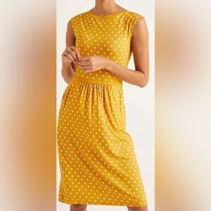 Boden Yellow Polka Dot Midi Dress
